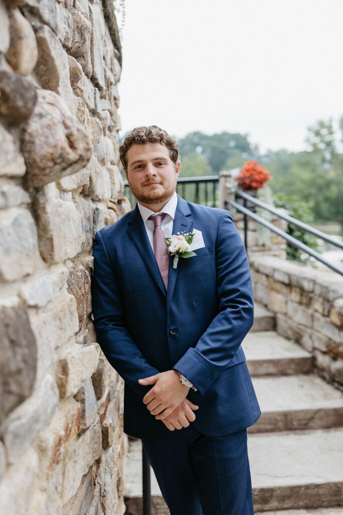 groom portraits outdoors for ohio wedding day