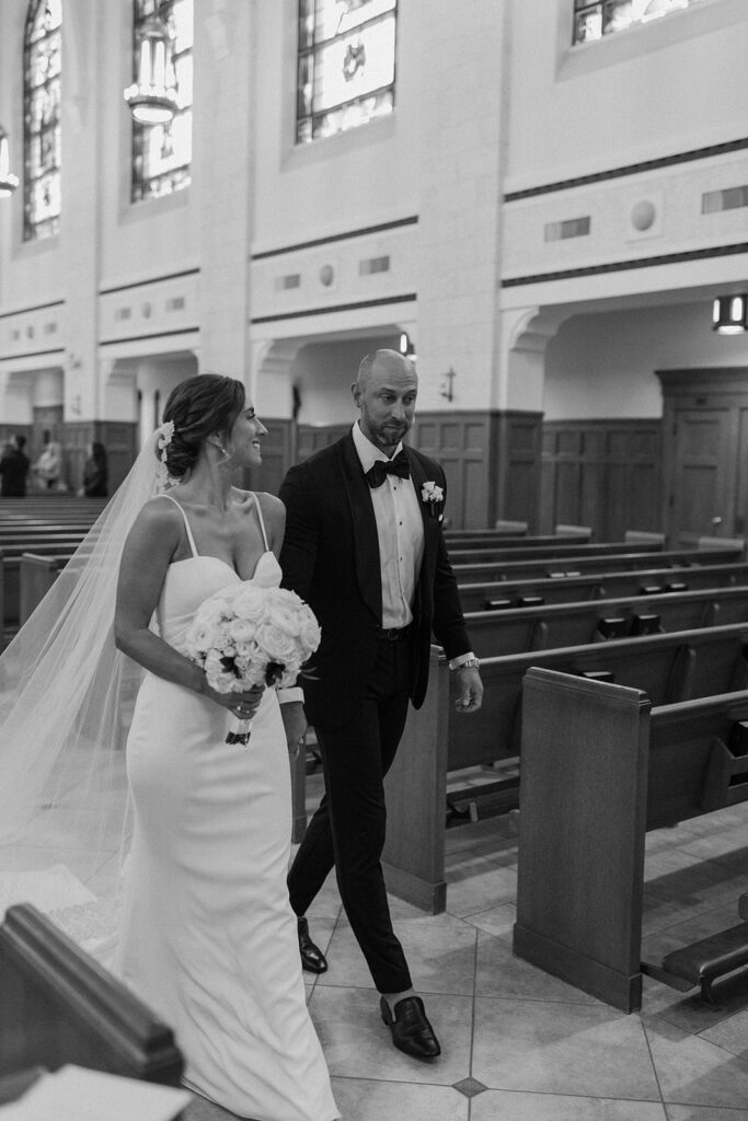 downtown cleveland oh wedding ceremony bride and groom photos