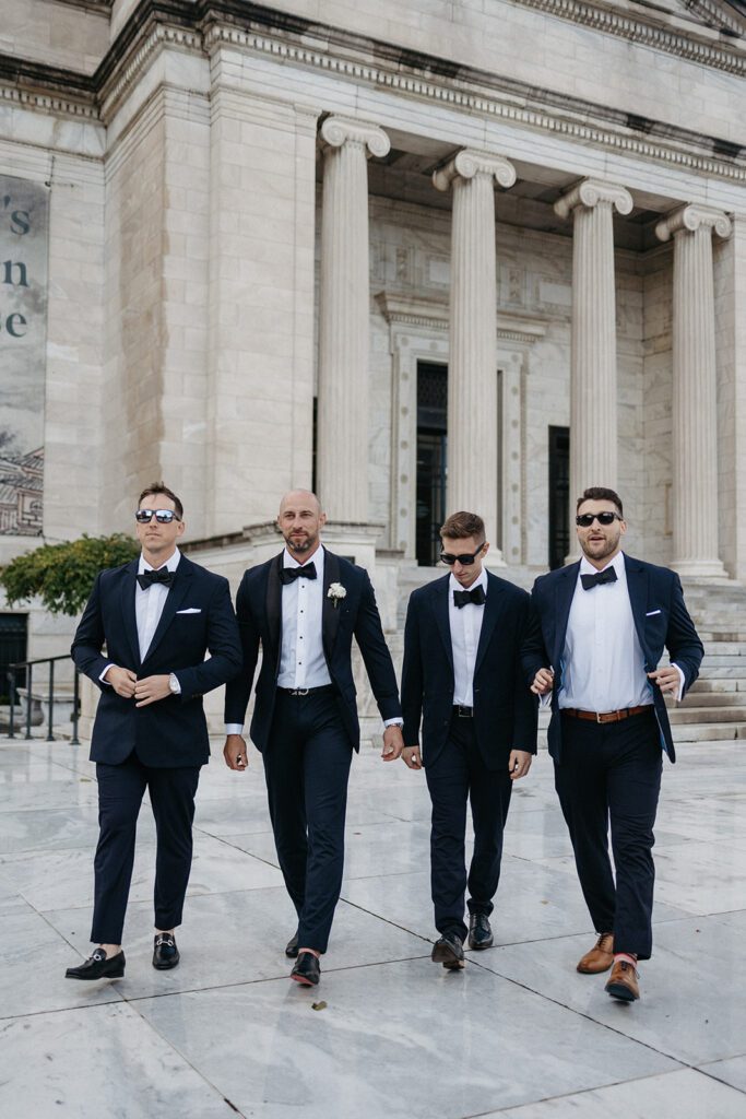 groomsmen photos outdoors downtown cleveland oh