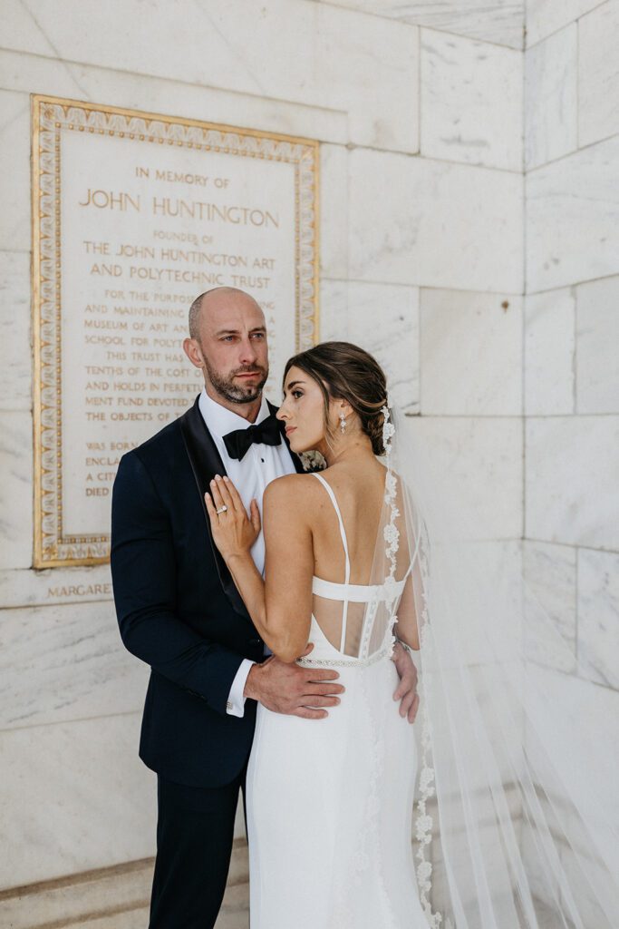 downtown cleveland oh wedding portraits bride and groom