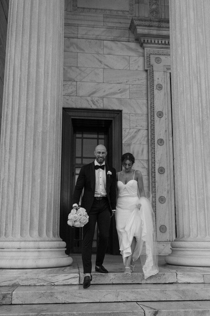 downtown cleveland oh wedding portraits bride and groom