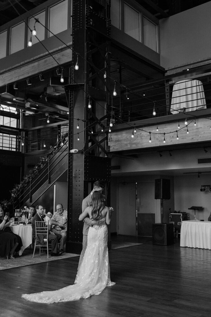 windows on the river wedding location bride and groom