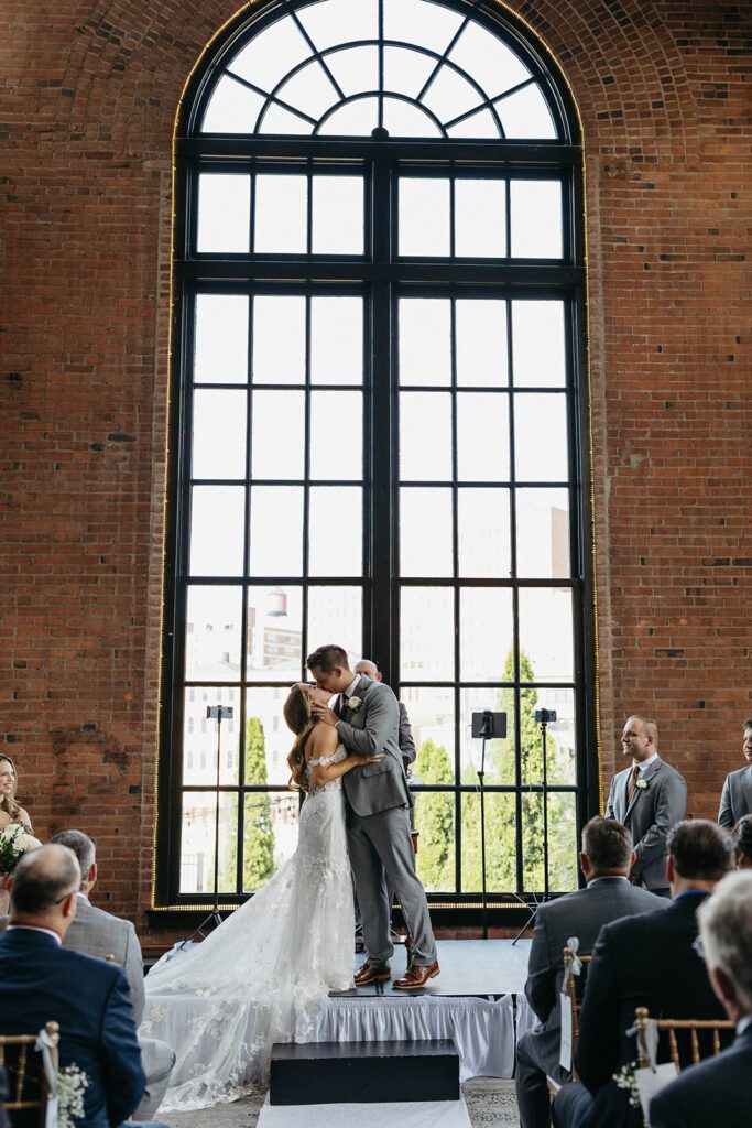 windows on the river wedding location bride and groom