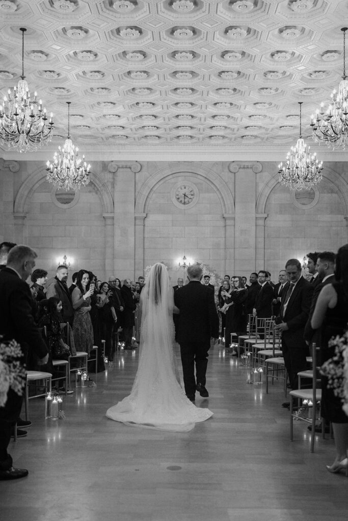 indoor wedding ceremony at the ariel pearl center ohio wedding venue