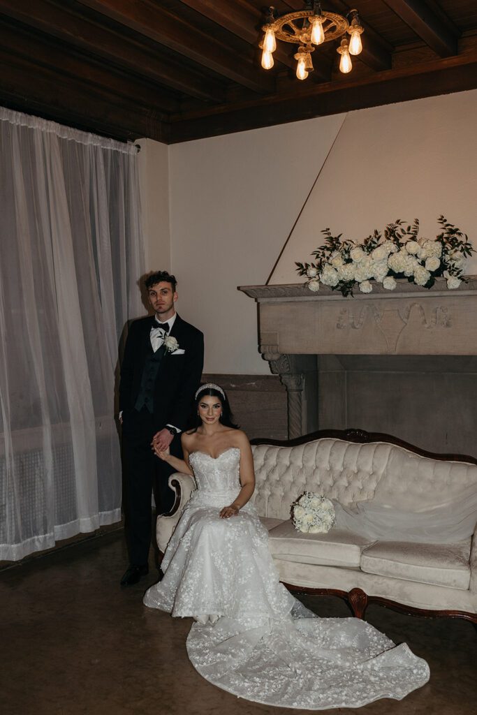 flash photography indoor bridals with bride and groom in cleveland ohio