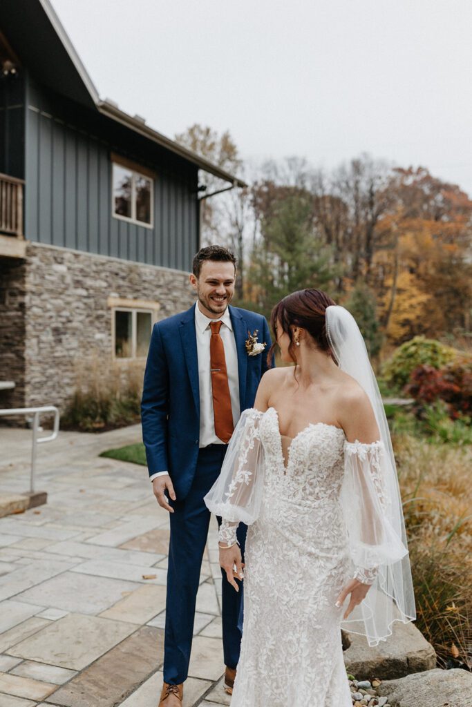 bride and groom pre ceremony portraits