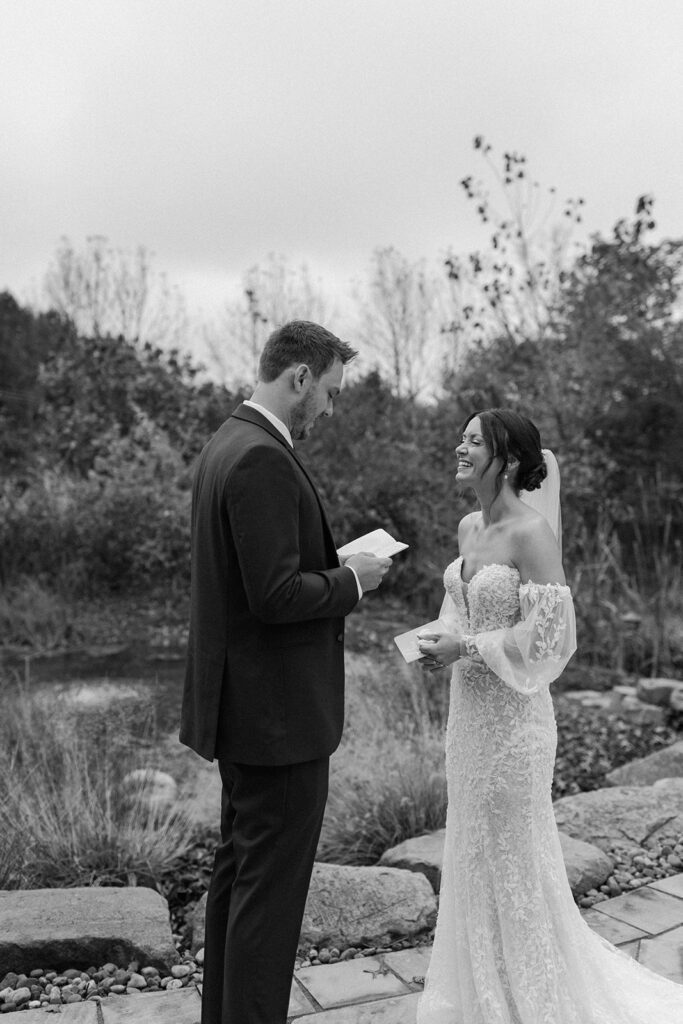 black and white exchanging private vows photos