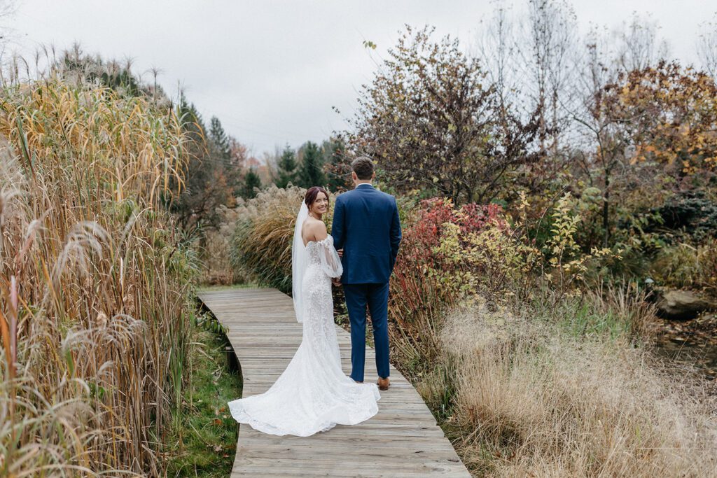 outdoor wedding bridal with bride and groom