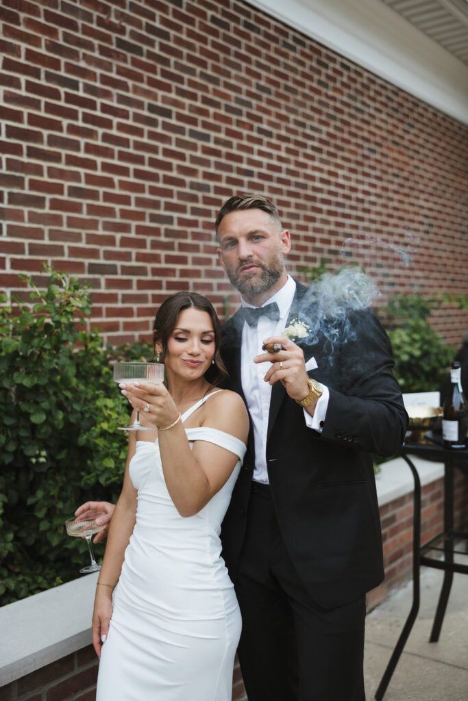 cigar bride and groom