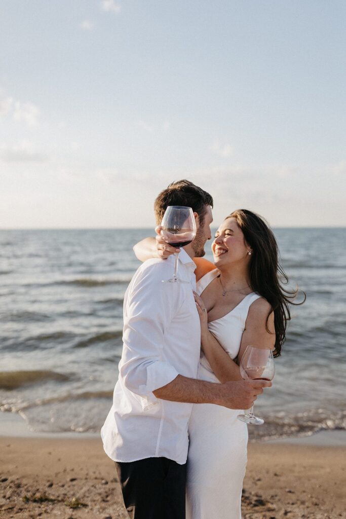 beach engagement photos in cleveland