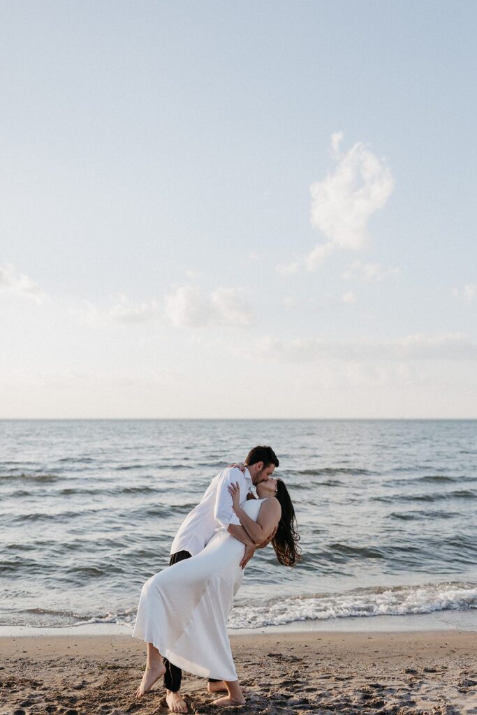 waterfront engagement photos in cleveland
