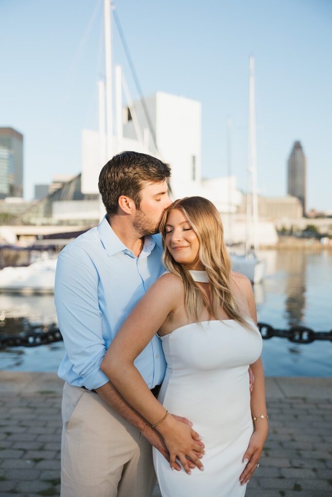 waterfront engagement photos in cleveland