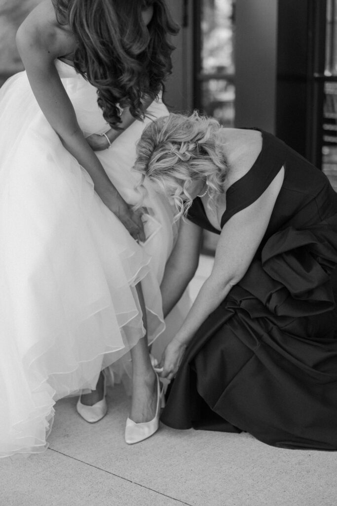 bride getting ready in a stress free wedding timeline