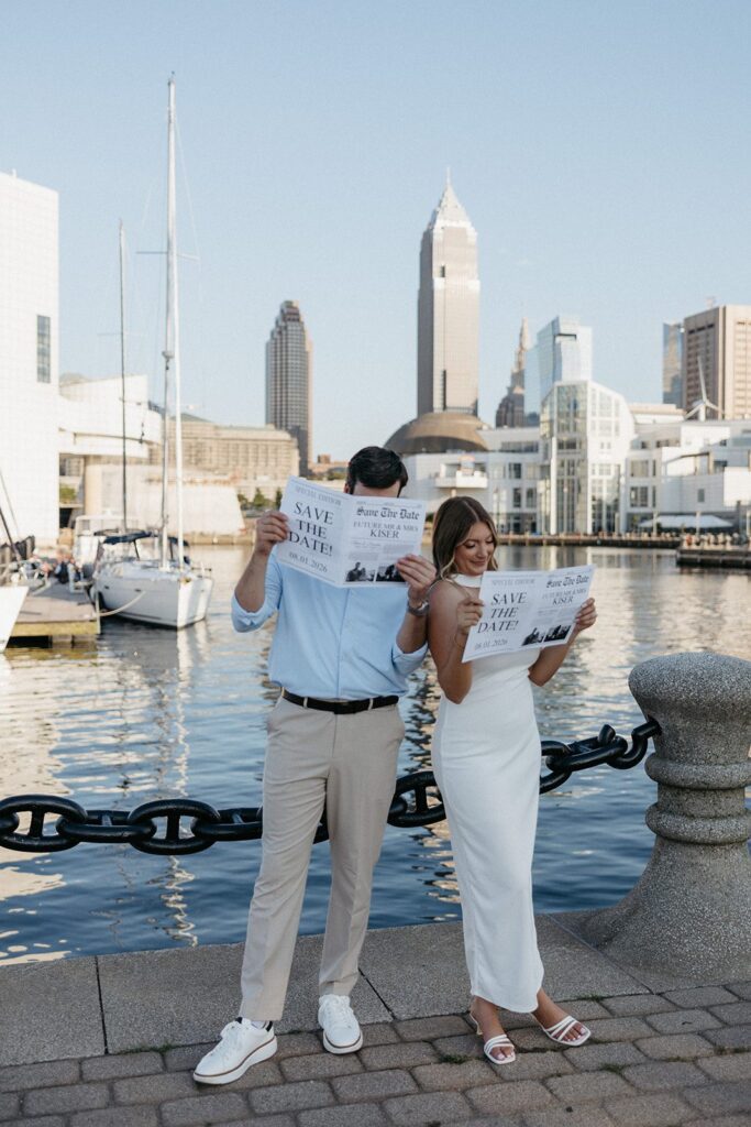 waterfront downtown cleveland engagement session