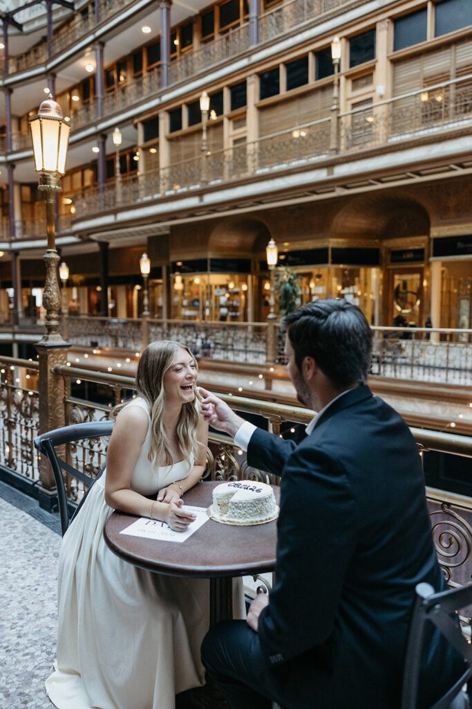 cleveland engagement photos with cake