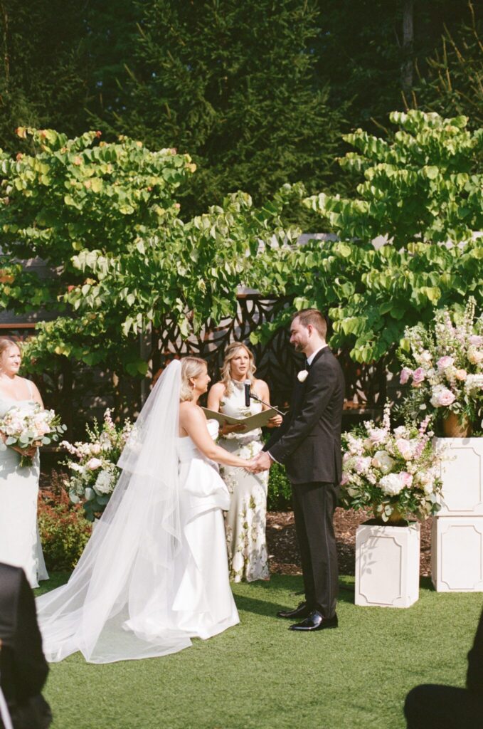 outdoor wedding ceremony on film