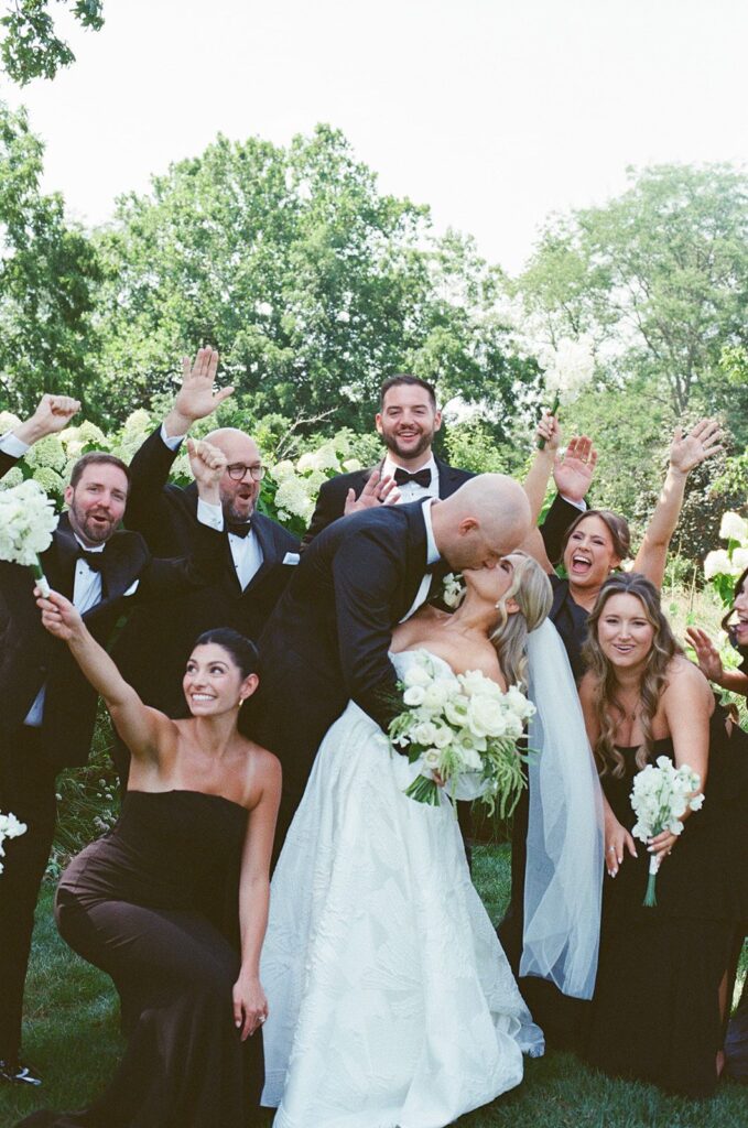 wedding party photo on film