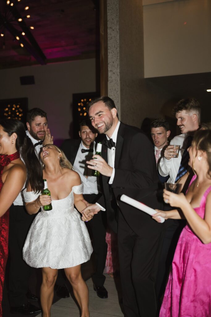 bride and groom at wedding reception