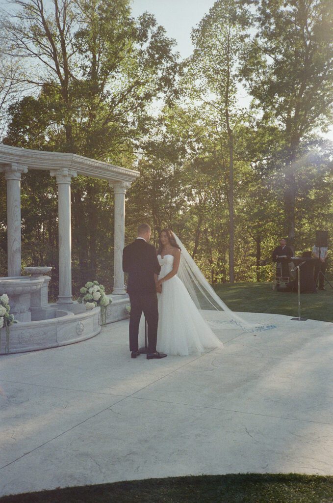 film wedding photos of bride and groom