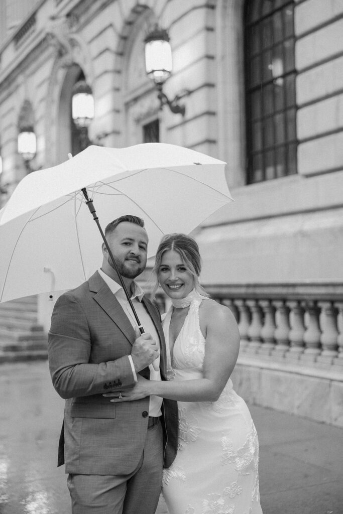rainy day engagement session