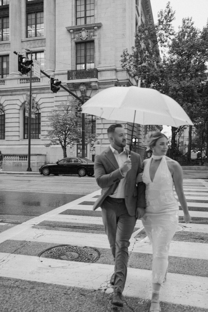 rainy day engagement session in cleveland